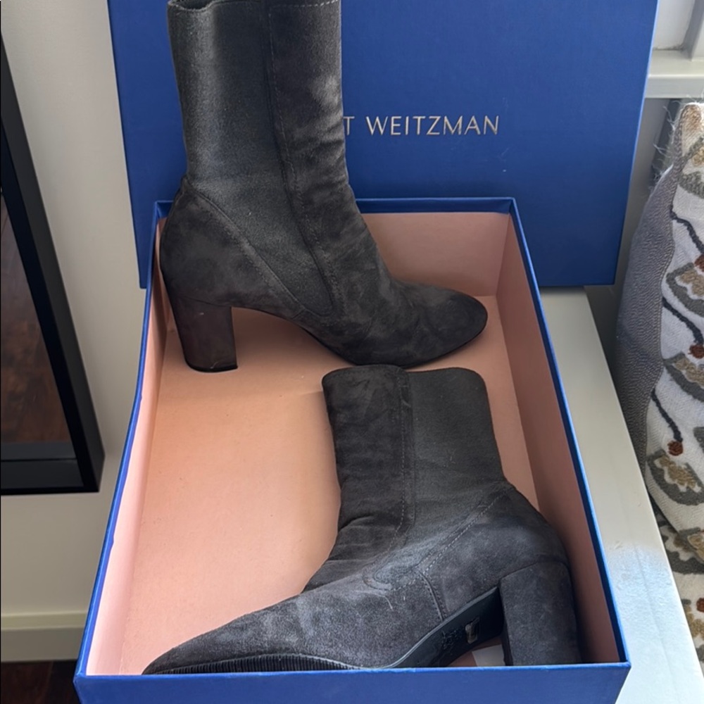 Stuart Weitzman Gray Suede Midi Boots